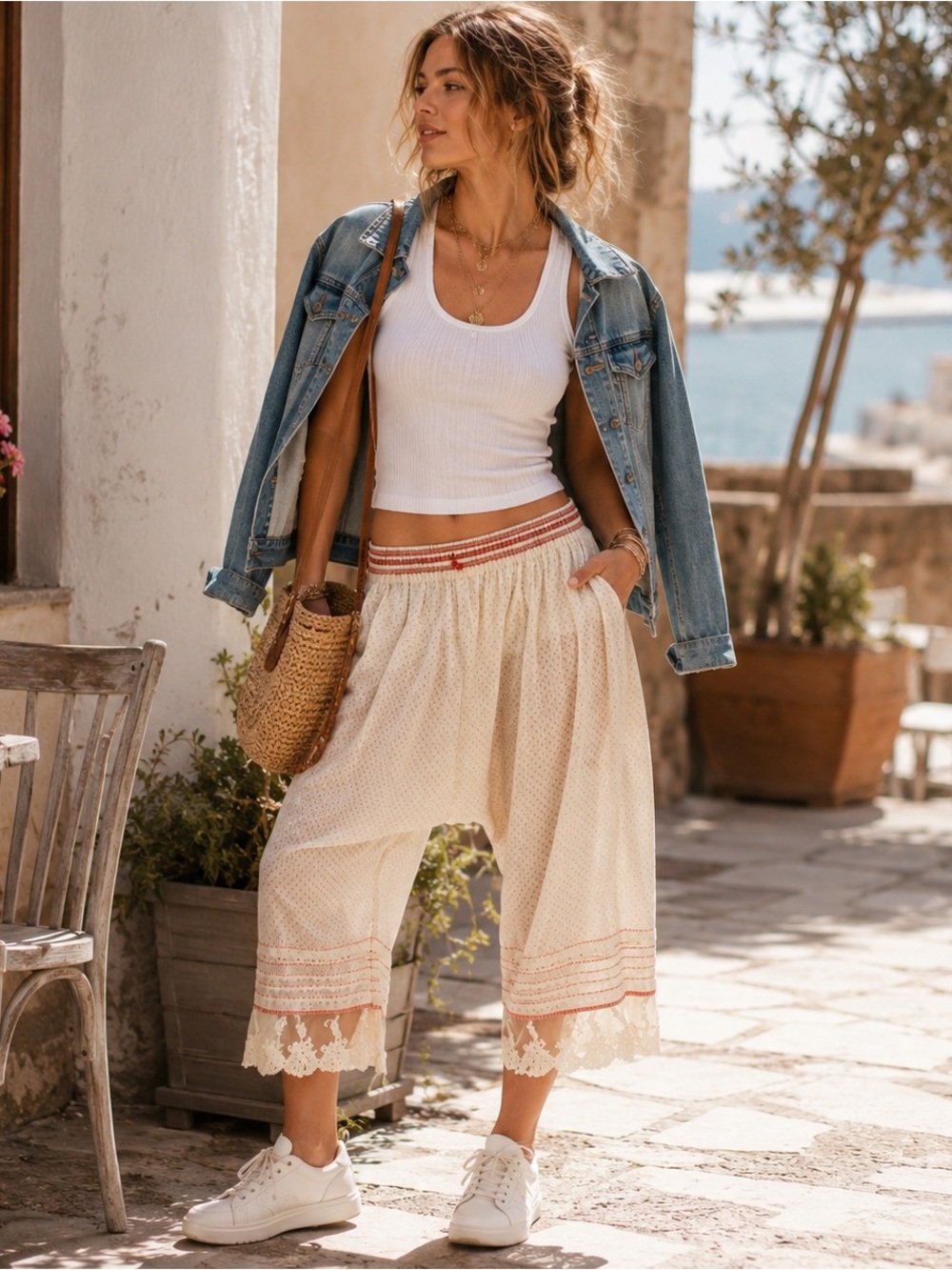 NWT Free People Endless Afternoon Bloomers Cream Boho Harem Pants Small - Picture 2 of 6
